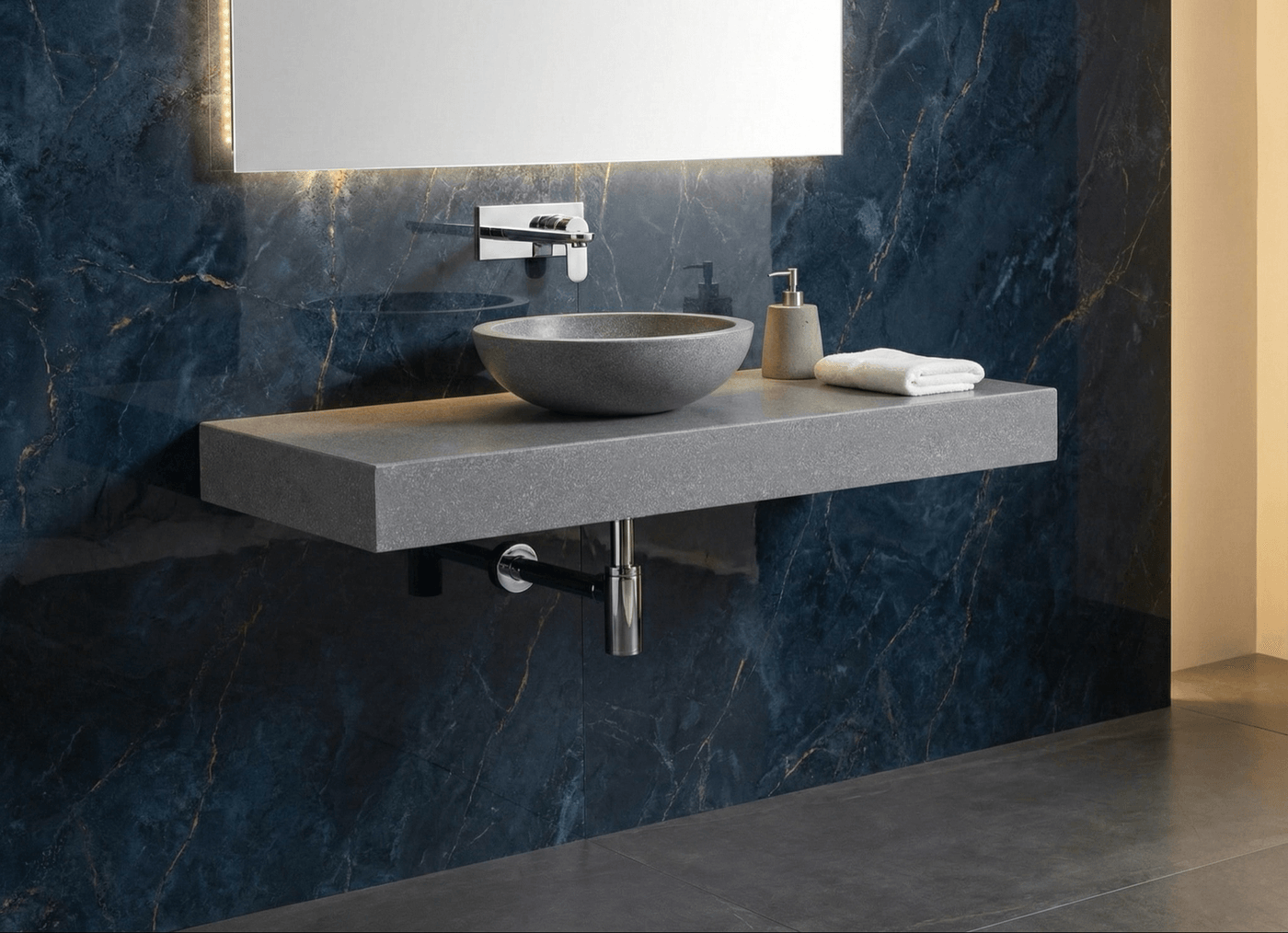 Plan-vasque Bluestone en matière minérale